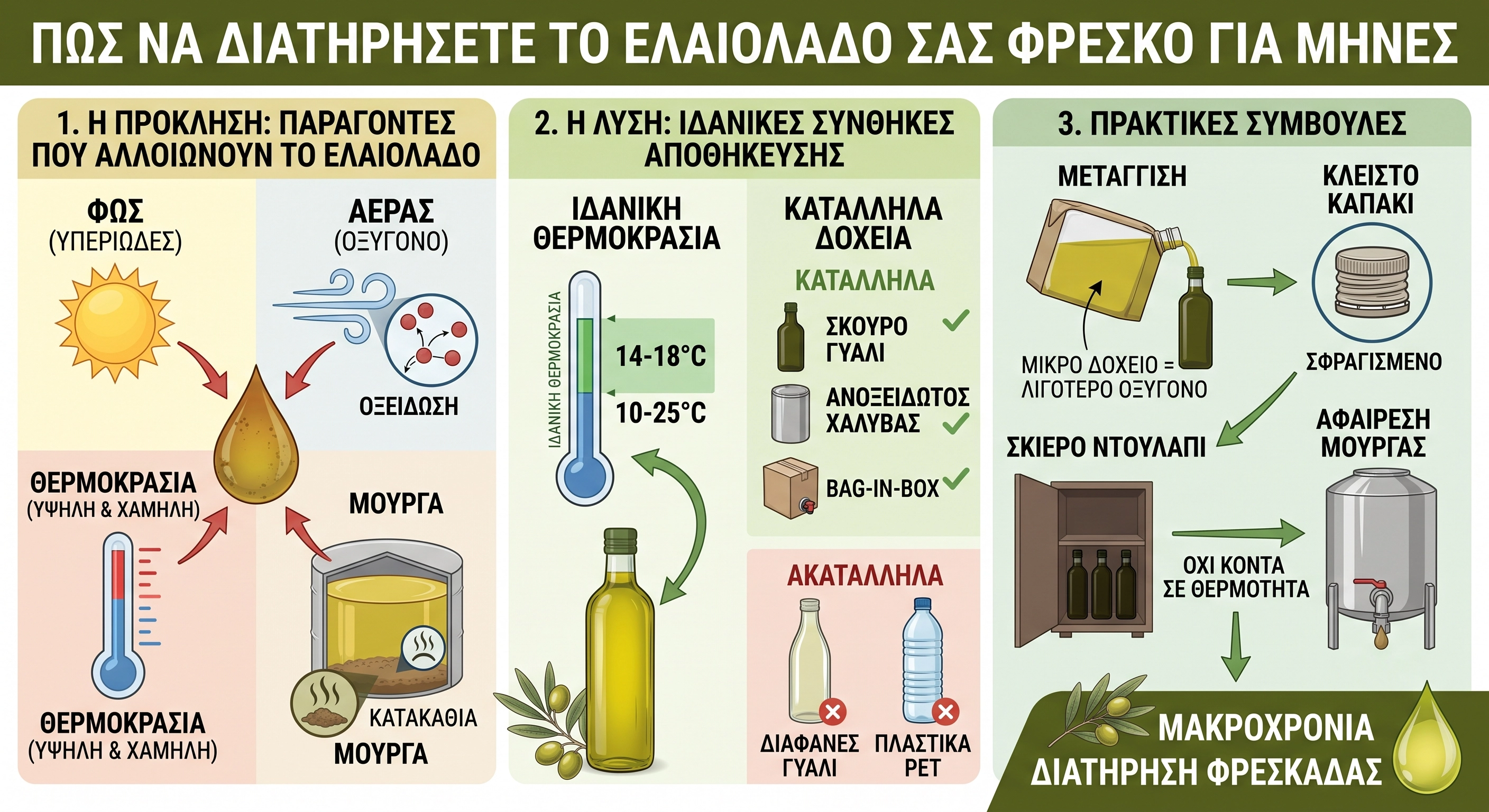 Πώς να διατηρήσετε το ελαιόλαδό σας φρέσκο για μήνες